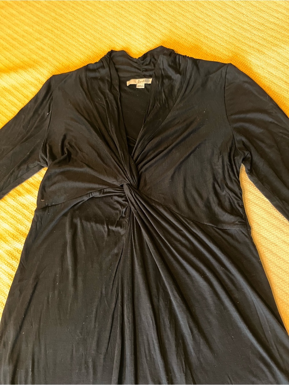 Boden Black Long Sleeve Twist-Front Dress